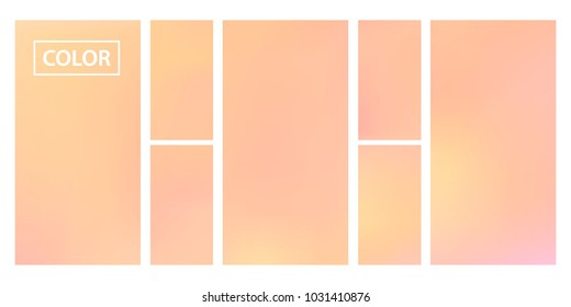 Screen gradient set with modern abstract backgrounds. Colorful fluid cover for poster, banner, flyer and presentation. Template with screen gradient set for screens and mobile app. Trendy soft color