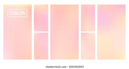 Screen gradient set with modern abstract backgrounds. Colorful fluid cover for poster, banner, flyer and presentation. Template with screen gradient set for screens and mobile app. Trendy soft color