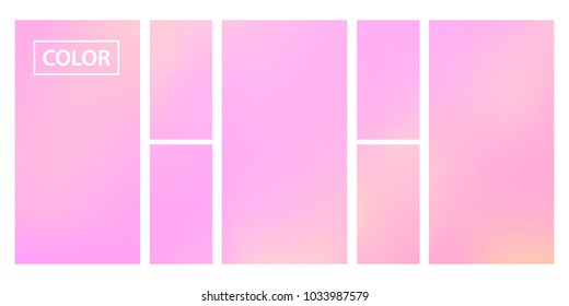 Screen gradient set with modern abstract backgrounds. Colorful fluid cover for poster, banner, flyer and presentation. Template with screen gradient set for screens and mobile app. Trendy soft color
