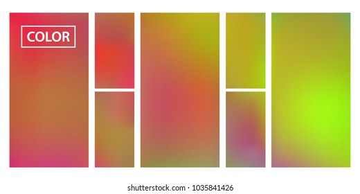Screen gradient set with modern abstract backgrounds. Iridescent fluid cover for poster, banner, flyer and presentation. Template with screen gradient set for screens and mobile app. Rainbow color.
