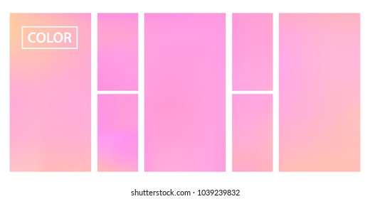 Screen gradient set with modern abstract backgrounds. Colorful fluid cover for poster, banner, flyer and presentation. Template with screen gradient set for screens and mobile app. Trendy soft color