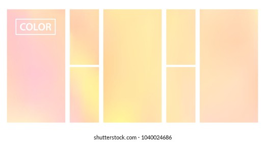 Screen gradient set with modern abstract backgrounds. Fluid cover for poster, banner, flyer and presentation. Template with screen gradient set for screens and mobile app. Trendy soft color