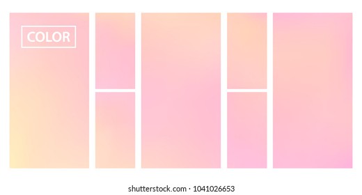 Screen gradient set with modern abstract backgrounds. Colorful fluid cover for poster, banner, flyer and presentation. Template with screen gradient set for screens and mobile app. Trendy soft color