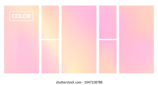Screen gradient set with modern abstract backgrounds. Colorful fluid cover for poster, banner, flyer and presentation. Template with screen gradient set for screens and mobile app. Trendy soft color