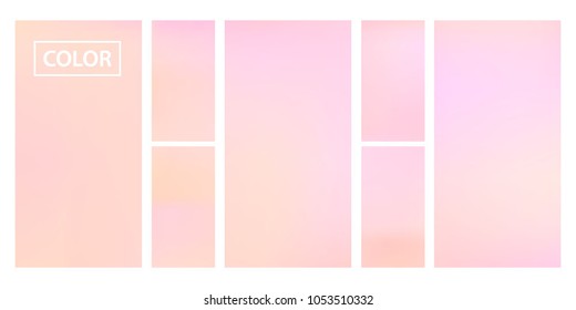 Screen gradient set with modern abstract backgrounds. Colorful fluid cover for poster, banner, flyer and presentation. Template with screen gradient set for screens and mobile app. Trendy soft color