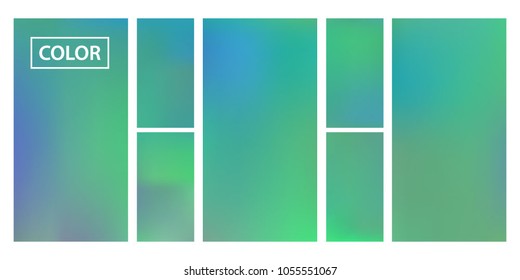 Screen gradient set with modern abstract backgrounds. Iridescent fluid cover for poster, banner, flyer and presentation. Template with screen gradient set for screens and mobile app. Rainbow color.