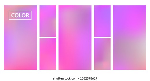 Screen gradient set with modern abstract backgrounds. Iridescent fluid cover for poster, banner, flyer and presentation. Template with screen gradient set for screens and mobile app. Rainbow color.