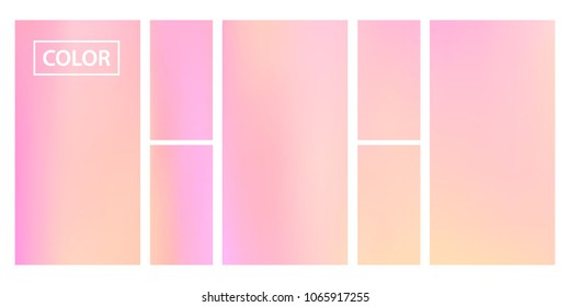 Screen gradient set with modern abstract backgrounds. Colorful fluid cover for poster, banner, flyer and presentation. Template with screen gradient set for screens and mobile app. Trendy soft color