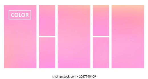 Screen gradient set with modern abstract backgrounds. Colorful fluid cover for poster, banner, flyer and presentation. Template with screen gradient set for screens and mobile app. Trendy soft color