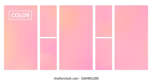 Screen gradient set with modern abstract backgrounds. Colorful fluid cover for poster, banner, flyer and presentation. Template with screen gradient set for screens and mobile app. Trendy soft color