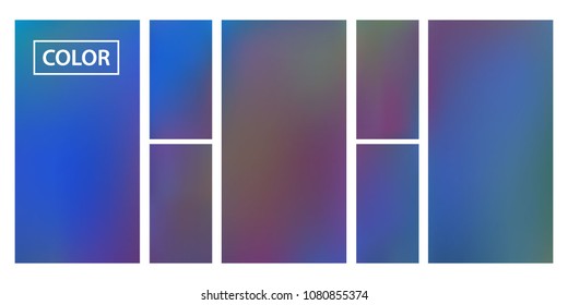 Screen gradient set with modern abstract backgrounds. Iridescent fluid cover for poster, banner, flyer and presentation. Template with screen gradient set for screens and mobile app. Rainbow color.