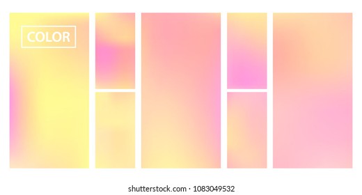 Screen gradient set with modern abstract backgrounds. Colorful fluid cover for poster, banner, flyer and presentation. Template with screen gradient set for screens and mobile app. Trendy soft color