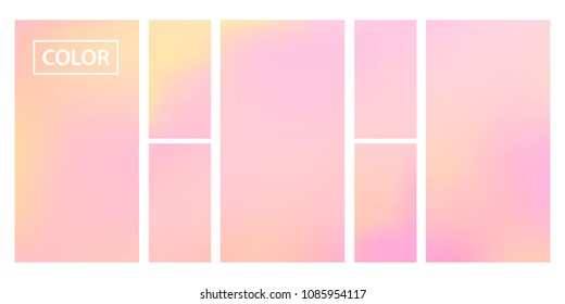Screen gradient set with modern abstract backgrounds. Colorful fluid cover for poster, banner, flyer and presentation. Template with screen gradient set for screens and mobile app. Trendy soft color