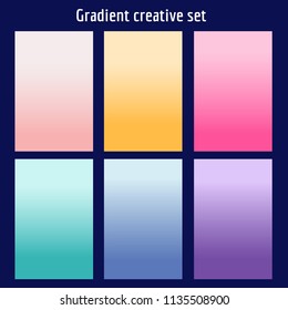 Screen gradient set with modern abstract backgrounds. Colorful fluid cover for poster, banner, flyer and presentation. Trendy soft color. Template with screen gradient set for screens and mobile app