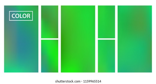 Screen gradient set with modern abstract backgrounds. Iridescent fluid cover for poster, banner, flyer and presentation. Template with screen gradient set for screens and mobile app. Rainbow color.