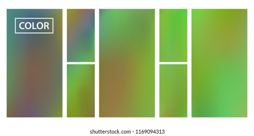 Screen gradient set with modern abstract backgrounds. Iridescent fluid cover for poster, banner, flyer and presentation. Template with screen gradient set for screens and mobile app. Rainbow color.