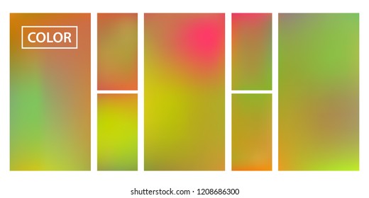 Screen gradient set with modern abstract backgrounds. Iridescent fluid cover for poster, banner, flyer and presentation. Template with screen gradient set for screens and mobile app. Rainbow color.
