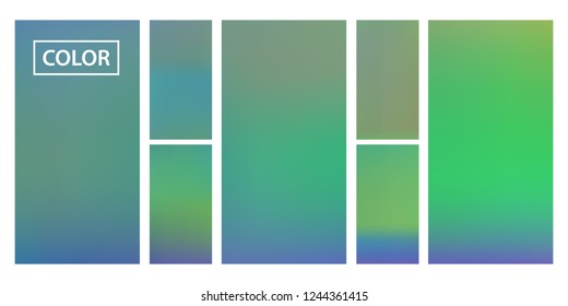 Screen gradient set with modern abstract backgrounds. Iridescent fluid cover for poster, banner, flyer and presentation. Template with screen gradient set for screens and mobile app. Rainbow color.