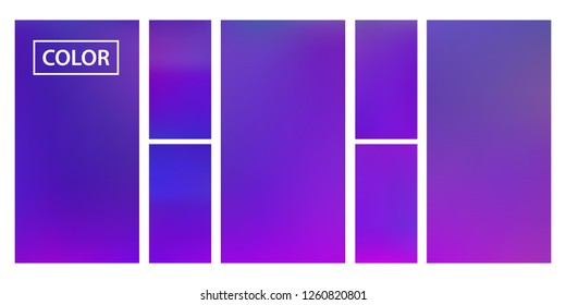 Screen gradient set with modern abstract backgrounds. Iridescent fluid cover for poster, banner, flyer and presentation. Template with screen gradient set for screens and mobile app. Rainbow color.