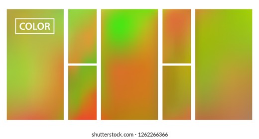 Screen gradient set with modern abstract backgrounds. Iridescent fluid cover for poster, banner, flyer and presentation. Template with screen gradient set for screens and mobile app. Rainbow color.