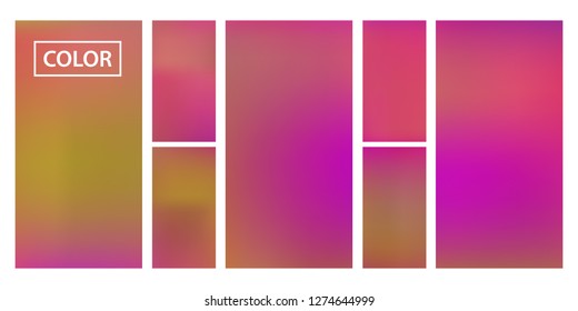 Screen gradient set with modern abstract backgrounds. Iridescent fluid cover for poster, banner, flyer and presentation. Template with screen gradient set for screens and mobile app. Rainbow color.