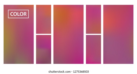 Screen gradient set with modern abstract backgrounds. Iridescent fluid cover for poster, banner, flyer and presentation. Template with screen gradient set for screens and mobile app. Rainbow color.