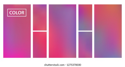 Screen gradient set with modern abstract backgrounds. Iridescent fluid cover for poster, banner, flyer and presentation. Template with screen gradient set for screens and mobile app. Rainbow color.