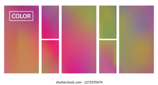 Screen gradient set with modern abstract backgrounds. Iridescent fluid cover for poster, banner, flyer and presentation. Template with screen gradient set for screens and mobile app. Rainbow color.
