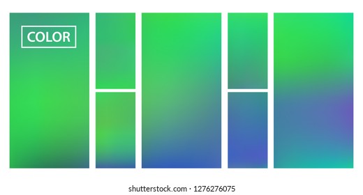 Screen gradient set with modern abstract backgrounds. Iridescent fluid cover for poster, banner, flyer and presentation. Template with screen gradient set for screens and mobile app. Rainbow color.