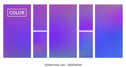 Screen gradient set with modern abstract backgrounds. Iridescent fluid cover for poster, banner, flyer and presentation. Template with screen gradient set for screens and mobile app. Rainbow color.