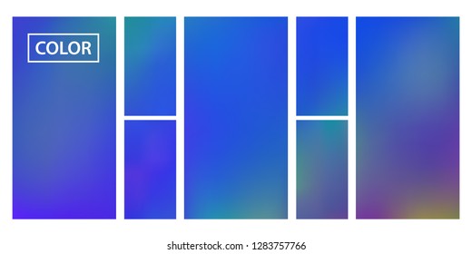 Screen gradient set with modern abstract backgrounds. Iridescent fluid cover for poster, banner, flyer and presentation. Template with screen gradient set for screens and mobile app. Rainbow color.