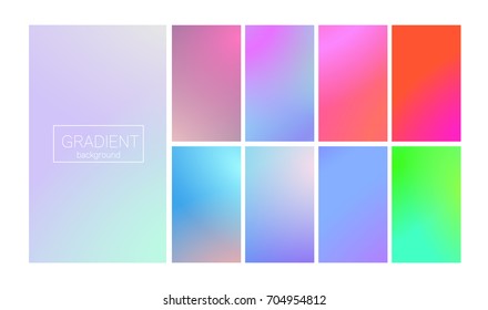 Screen gradient set with modern abstract backgrounds. Colorful fluid covers for calendar, brochure, invitation, cards. Trendy soft color. Template with screen gradient set for screens and mobile app