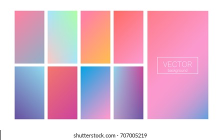 Screen gradient set with modern abstract backgrounds. Colorful fluid covers for calendar, brochure, invitation, cards. Trendy soft color. Template with screen gradient set for screens and mobile app