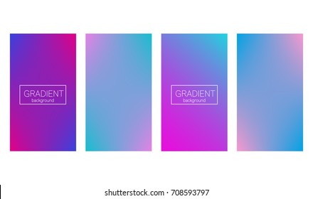 Screen gradient set with modern abstract backgrounds. Colorful fluid cover for poster, banner, flyer and presentation. Trendy soft color. Template with screen gradient set for screens and mobile app