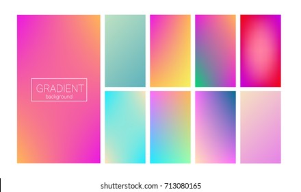 Screen gradient set with modern abstract backgrounds. Colorful fluid cover for poster, banner, flyer and presentation. Trendy soft color. Template with screen gradient set for screens and mobile app