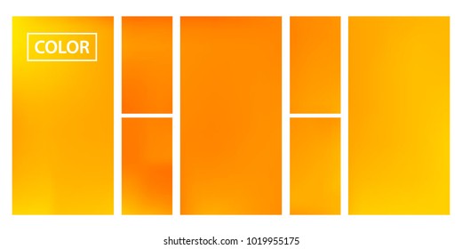 Screen gradient set with modern orange abstract backgrounds. Colorful fluid cover for poster, banner, flyer and presentation. Template with screen gradient set for screens and mobile app. Soft color.
