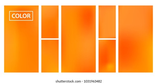 Screen gradient set with modern orange abstract backgrounds. Colorful fluid cover for poster, banner, flyer and presentation. Template with screen gradient set for screens and mobile app. Soft color.