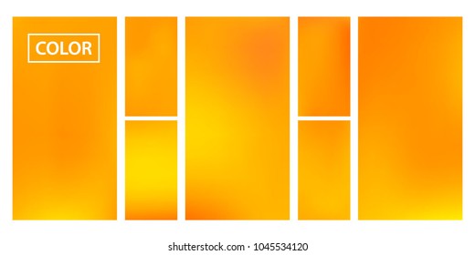 Screen gradient set with modern orange abstract backgrounds. Colorful fluid cover for poster, banner, flyer and presentation. Template with screen gradient set for screens and mobile app. Soft color.