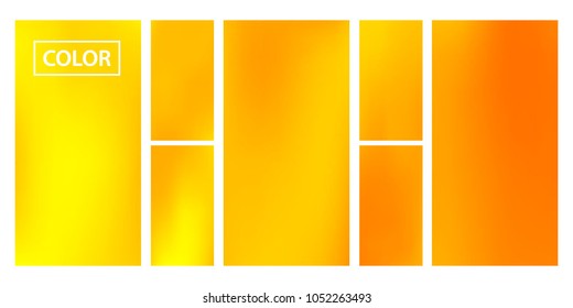 Screen gradient set with modern orange abstract backgrounds. Colorful fluid cover for poster, banner, flyer and presentation. Template with screen gradient set for screens and mobile app. Soft color.