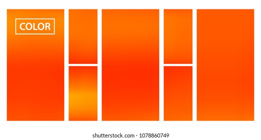 Screen gradient set with modern orange abstract backgrounds. Colorful fluid cover for poster, banner, flyer and presentation. Template with screen gradient set for screens and mobile app. Soft color.