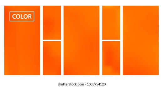 Screen gradient set with modern orange abstract backgrounds. Colorful fluid cover for poster, banner, flyer and presentation. Template with screen gradient set for screens and mobile app. Soft color.