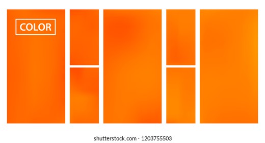 Screen gradient set with modern orange abstract backgrounds. Colorful fluid cover for poster, banner, flyer and presentation. Template with screen gradient set for screens and mobile app. Soft color.