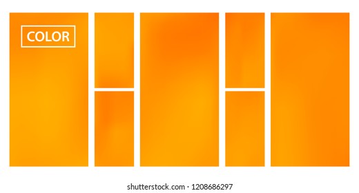 Screen gradient set with modern orange abstract backgrounds. Colorful fluid cover for poster, banner, flyer and presentation. Template with screen gradient set for screens and mobile app. Soft color.