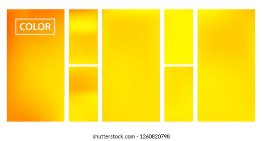 Screen gradient set with modern orange abstract backgrounds. Colorful fluid cover for poster, banner, flyer and presentation. Template with screen gradient set for screens and mobile app. Soft color.