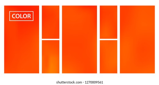 Screen gradient set with modern orange abstract backgrounds. Colorful fluid cover for poster, banner, flyer and presentation. Template with screen gradient set for screens and mobile app. Soft color.