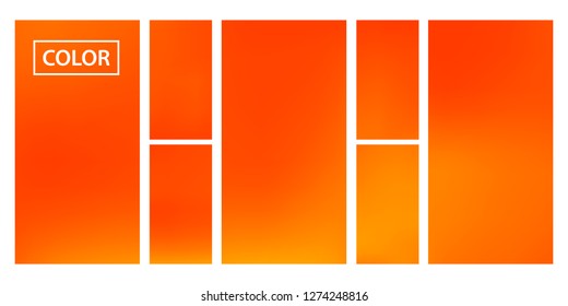 Screen gradient set with modern orange abstract backgrounds. Colorful fluid cover for poster, banner, flyer and presentation. Template with screen gradient set for screens and mobile app. Soft color.