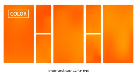 Screen gradient set with modern orange abstract backgrounds. Colorful fluid cover for poster, banner, flyer and presentation. Template with screen gradient set for screens and mobile app. Soft color.