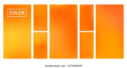 Screen gradient set with modern orange abstract backgrounds. Colorful fluid cover for poster, banner, flyer and presentation. Template with screen gradient set for screens and mobile app. Soft color.