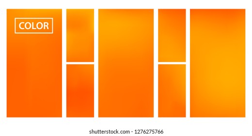 Screen gradient set with modern orange abstract backgrounds. Colorful fluid cover for poster, banner, flyer and presentation. Template with screen gradient set for screens and mobile app. Soft color.