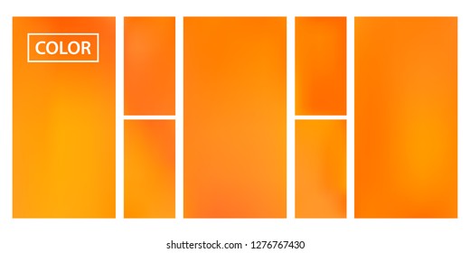 Screen gradient set with modern orange abstract backgrounds. Colorful fluid cover for poster, banner, flyer and presentation. Template with screen gradient set for screens and mobile app. Soft color.